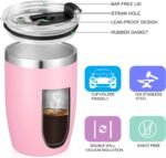 VEGOND Stainless Steel 12 oz Tumblers bulk Vacuum Insulated Double Wall Travel Tumbler with Lid and Straw Reusable Tumbler, Pink 1 Pack - Image 3