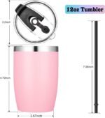 VEGOND Stainless Steel 12 oz Tumblers bulk Vacuum Insulated Double Wall Travel Tumbler with Lid and Straw Reusable Tumbler, Pink 1 Pack - Image 5