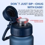 OLDLEY 32oz Frosted Clear Water Bottle, BPA-Free Tritan Plastic Reusable Water Bottle with Fast-Flow Spout Lid, Wide Mouth Leakproof Sports Drinking Bottle for Gym, School,Travel,Midnight Blue - Image 5