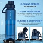 OLDLEY 32oz Frosted Clear Water Bottle, BPA-Free Tritan Plastic Reusable Water Bottle with Fast-Flow Spout Lid, Wide Mouth Leakproof Sports Drinking Bottle for Gym, School,Travel,Midnight Blue - Image 6