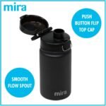 MIRA 12 oz Water Bottle with Spout Lid – Small Portable Vacuum Insulated Stainless Steel Thermo Flask for Travel, Hiking, Gym - Black - Image 3