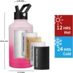 Insulated Water Bottle 64oz,Triple Wall Vacuum Stainless Steel(Dishwasher Safe),Leak Proof & Non-BPA,Flask Jug with Paracord Handle & Straw Spout Lids Sports Sakura - Image 3