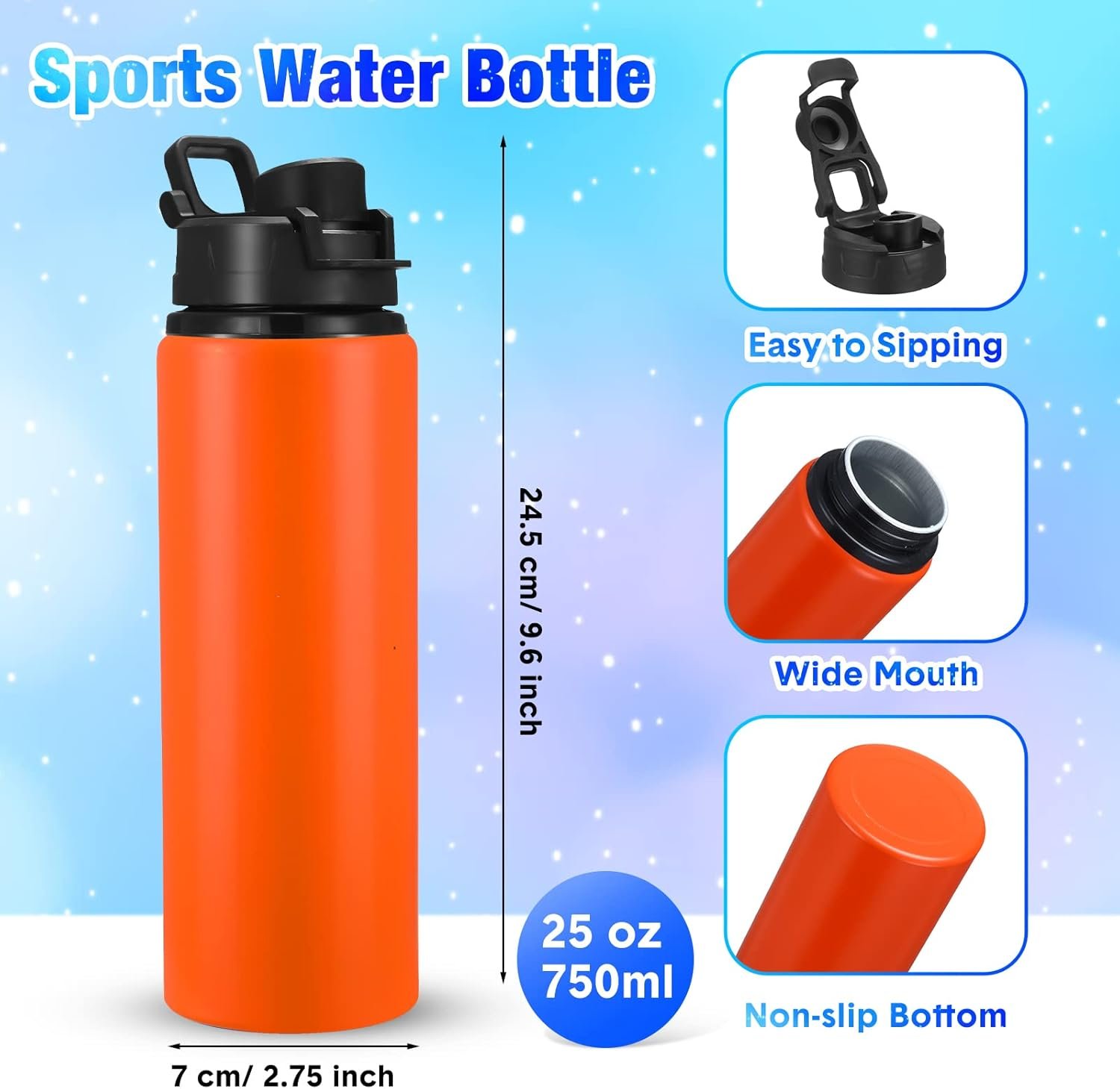 Sunnyray 16 Pcs Aluminum Water Bottle Bulk Multicolor Reusable Sports Bottle with Snap Lids Multipack Vacuum Water Flask for Travel Camping, Picnics, Gym, Hiking, Cycling, Fishing - Image 3