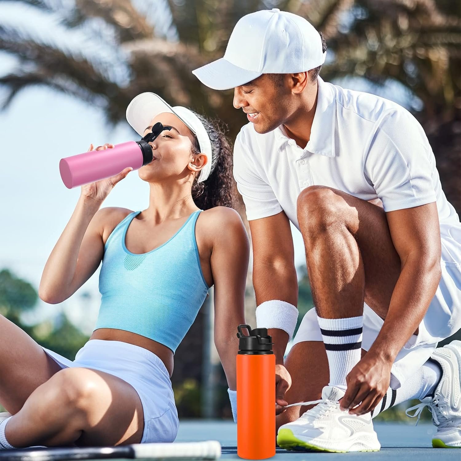 Sunnyray 16 Pcs Aluminum Water Bottle Bulk Multicolor Reusable Sports Bottle with Snap Lids Multipack Vacuum Water Flask for Travel Camping, Picnics, Gym, Hiking, Cycling, Fishing - Image 6