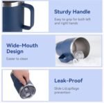 20oz Tumbler with Lid, Stainless Steel Tumbler with Handle, Metal Insulated Travel Coffee Mug with Handle, Double Wall Vacuum Spill Proof Tumbler Cup, Navy 1 Pack - Image 4