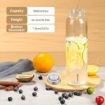 Glass Water Bottles 32 oz, 1 liter / 1000ml Wide Mouth Glass Drinking Bottles with Lids, Large Reusable Borosilicate Glass Water Bottle for School Home Office Travel Sport Yoga Gym, Black - Image 5