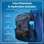 Ion8 1 Litre Water Bottle, Leak Proof, Flip Lid, Carry Handle, Rapid Liquid Flow, Dishwasher Safe, BPA Free, Soft Touch Contoured Grip, Ideal for Sports and Gym, Carbon Neutral Recyclon, 32 oz, Blue - Image 3