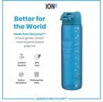 Ion8 1 Litre Water Bottle, Leak Proof, Flip Lid, Carry Handle, Rapid Liquid Flow, Dishwasher Safe, BPA Free, Soft Touch Contoured Grip, Ideal for Sports and Gym, Carbon Neutral Recyclon, 32 oz, Blue - Image 5