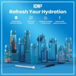 Ion8 1 Litre Water Bottle, Leak Proof, Flip Lid, Carry Handle, Rapid Liquid Flow, Dishwasher Safe, BPA Free, Soft Touch Contoured Grip, Ideal for Sports and Gym, Carbon Neutral Recyclon, 32 oz, Blue - Image 6