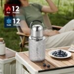 Titanium Thermos 800ml, Pure Titanium Vacuum Insulated Water Bottle with Handle & Carry Strap, Mechanical Temperature Display Lid, Lightweight Flask for Camping, Hiking & Outdoor (Ice Blue) - Image 4