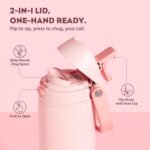 POWCAN 24 oz Insulated Water Bottle for Sports: 2-in-1 Lid with Push-Button Spout & Quick-Flip Straw, Leakproof, Car Cupholder Friendly, Stainless Steel for Gym, School, Travel (Cotton Candy) - Image 3