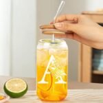 Personalized Gifts for Women – 16oz Initial Glass Cup with Lid & Straw – Custom Bridesmaid Tumbler for Wedding Party, Bachelorette Party,Christmas,Birthday,or Thank You Gift-J - Image 5