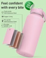 TOURIT 32 oz Insulated Water Bottle, Stainless Steel Sports Water Bottles With Top Handle, Double-Wall Travel Thermal Water Flask, BPA Free Leakproof Water Bottle for Sports and Travel,Pink - Image 3