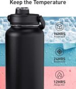 TOURIT 32 oz Insulated Water Bottle, Stainless Steel Sports Water Bottles With Top Handle, Double-Wall Travel Thermal Water Flask, BPA Free Leakproof Water Bottle for Sports and Travel,Pink - Image 4