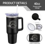 8 Pack Stainless Steel Tumblers with Handle Bulk Double Wall Powder Coated Insulated Tumbler with Lid and Straw for Laser Engrave, DIY Gift, 40oz Black - Image 4