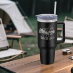 8 Pack Stainless Steel Tumblers with Handle Bulk Double Wall Powder Coated Insulated Tumbler with Lid and Straw for Laser Engrave, DIY Gift, 40oz Black - Image 5