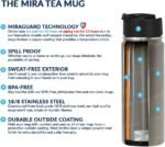 MIRA 18 oz Tea Infuser Thermo - Stainless Steel Travel Bottle with Removable Strainer for Loose Leaf Tea - Insulated Hot & Cold Brew Steeper - Smoke Gray - Image 5