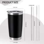 YOUKE OLA 12 Pieces Insulated Coffee Tumbler Blank Stainless Steel Double Wall Vacuum Travel Tumbler Cup with Lid and Straw for DIY Gift, Black 20oz - Image 3