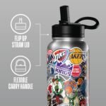 Hydrapeak x NBA Officially Licensed All Team Sticker Print 32 oz Insulated Water Bottle with Straw Lid and Handle - Image 4
