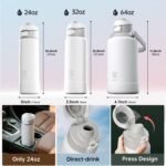 Insulated Magnetic Water Bottle - Reusable Stainless Steel Bottle with MagSafe Compatible Phone Holder - Keeps Cold for 24 Hours - Perfect for Gym, Sports, and Travel - White 24oz - Image 3