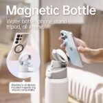 Insulated Magnetic Water Bottle - Reusable Stainless Steel Bottle with MagSafe Compatible Phone Holder - Keeps Cold for 24 Hours - Perfect for Gym, Sports, and Travel - White 24oz - Image 4