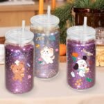 8 PCS Plastic Snow Globe Tumbler,16 oz Double Wall Tumbler with Pre Drilled Hole,Bulk Snow Globe Cups with Clear Lip and Straw,DIY Glitter Snowglobe(No gold powder) - Image 4
