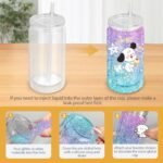 8 PCS Plastic Snow Globe Tumbler,16 oz Double Wall Tumbler with Pre Drilled Hole,Bulk Snow Globe Cups with Clear Lip and Straw,DIY Glitter Snowglobe(No gold powder) - Image 5