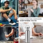 Volhoply 32oz Uninsulated Single Walled Water Bottle, Stainless Steel Sports Water Bottles with Handle & Carabiner, BPA Free Lightweight Water Bottles for Hiking, Biking, Running（Sliver,1） - Image 6