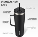 BJPKPK Insulated Tumbler with Handle, 26oz Insulated Tumblers with Lid and Straw, Stainless Steel Metal Water Bottles, Coffee Travel Mugs, Cups, Black - Image 3