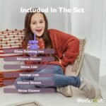 WeeSprout Glass Cups With Lids & Straws, Spill-Resistant Smoothie Cups for Toddlers & Kids, Baby Food Storage & Snack Jars, XL Silicone Straws, Easy-Grip Sleeves, 12 oz, Set of 4 - Image 4