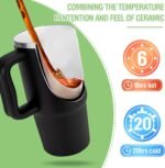 Zukro 24 oz Ceramic Lined Tumbler with Handle and Straw, No Metal Taste, Insulated Stainless Steel Coffee Mug with Spill Proof Lids for Home/Office, No Sweat, Keep Drinks Hot or Cold, Teal - Image 3