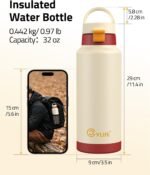 CVLIFE Insulated Stainless Steel Water Bottle with Straw for Sports and Travel, BPA-Free Sports Water Bottle, 32 oz, Strawberry Cream - Image 3