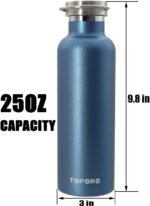 TOPOKO 25 oz Stainless Steel Vacuum Insulated Water Bottle, Keeps Drink Cold up to 24 Hours & Hot up to 12 Hours Leak Proof and Sweat Proof Large Capacity Sports Bottle Wide Mouth Metal Lid - Image 4