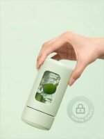 8oz PP Coated Small Glass Water Bottle with leak-proof Lid,Lightweight and portable for walking travel sport(Light Green) - Image 3