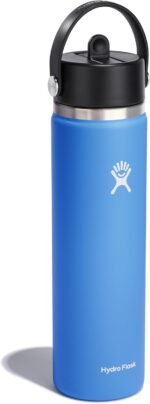 Hydro Flask Water Bottle - Insulated Stainless Steel - Wide Straw Lid, Non Spill, Leakproof in 24 Oz Aloe Green - Image 3