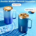 BJPKPK Insulated Coffee Mug with 2 Lids, 25oz Stainless Steel Insulated Tumbler with Handle, Double Wall Vacuum Coffee Cups, BPA Free Travel Mug for Coffee, Tea and Drinks, Sky - Image 4