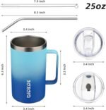 BJPKPK Insulated Coffee Mug with 2 Lids, 25oz Stainless Steel Insulated Tumbler with Handle, Double Wall Vacuum Coffee Cups, BPA Free Travel Mug for Coffee, Tea and Drinks, Sky - Image 5