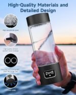 Hydrogen Water Bottle - Portable, Rechargeable, LED Timer, Aluminum and Glass, 5000 PPB Hydrogen in 10 Minutes, for Husband, Father, Friend & Family, for Sports, Home, Office (Black, 340ml) - Image 5