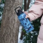 22oz Stainless Steel Bottles with 3 Lids Sport Insulated Water Bottle,Marble Ocean - Image 6