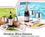 WOTOR Stainless Steel Wine Glasses Set of 4, 18oz Unbreakable Metal Wine Glass, Fancy, Unique Wine Goblets for Outdoor, Travel, Camping and Pool, Ideal Gift for Wine Lovers (Silver) - Image 4