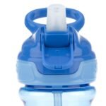 Nuby Thirsty Kids Push Button Flip-it Soft Spout on The Go Water Bottle with Easy Grip Band, Blue Sharks, 12 Oz - Image 3