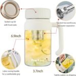 32oz Glass Water Bottle, Tea Bottle with Infuser & Handle, BPA-Free Leakproof Wide Mouth Large Tea Infuser cup for Hot or Cold Drinks, Loose, Fruit (White) - Image 3