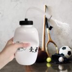 Hockey Water Bottles with Long Straw, Fit for Football Lacrosse Gym Sport, Plastic Squeezable Leakproof BPA Free, No Strange Smell, Easy to Clean, 1 Liter 32 oz (3 Straw Caps) (white) - Image 5