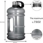 Half Gallon Big Water Bottle, 2.2L/73 OZ Large Leak Proof Sports Jug with Handle,Huge BPA Free PETG Plastic Wide Mouth Drinking Container Flask for Fitness Gym Biking Outdoor - Image 3