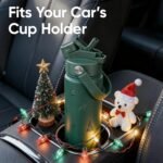 24 oz Christmas Water Bottle, 2-in-1 Lid, Straw & Spout, Insulated, Leak Proof, Keep Cold, Stainless Steel, Metal, Reusable, Handle, Holiday Gift, Cupholder Friendly, Green Tree - Image 3