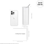 PYD Life Sublimation Blanks Skinny Tumbler White 20 OZ Straight Stainless Steel with Metal Straw for Mug Tumbler Heat Press Machine Sublimation Printing 4 Pack - Image 3