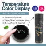 Farasi Tea Infuser for Loose Leaf Tea Smart Water Bottle with Fahrenheit Temperature Display, Stainless Steel, Insulated Coffee and Fruit Tea Infuser Bottle - Black Floral Tea Mug 15 oz - Image 3