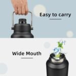 1 Gallon Jug with Handle,128 oz Insulated Water Bottle with Carrying Pouch, Double Wall Vacuum Stainless Steel Metal Bottle,Black - Image 5