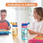 BOZ Flip Water Bottles for Kids 2-Pack - Boys' Cars & Construction Designs, 14 oz, Push Button Pop-Up Straw, Dishwasher Safe, Toddler Leak Proof Water Bottle - Image 4