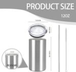 YOUKE OLA 16 Pack Tumblers Blanks Bulk Skinny Straight Tumbler Stainless Steel Double Wall Insulated Water Bottles with Lid & Straw for DIY Gift, 12oz Silver - Image 3